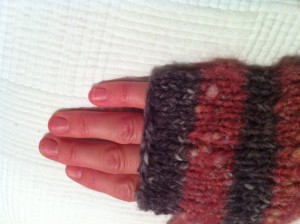 Wrist Warmers--How far to knit up pinkie